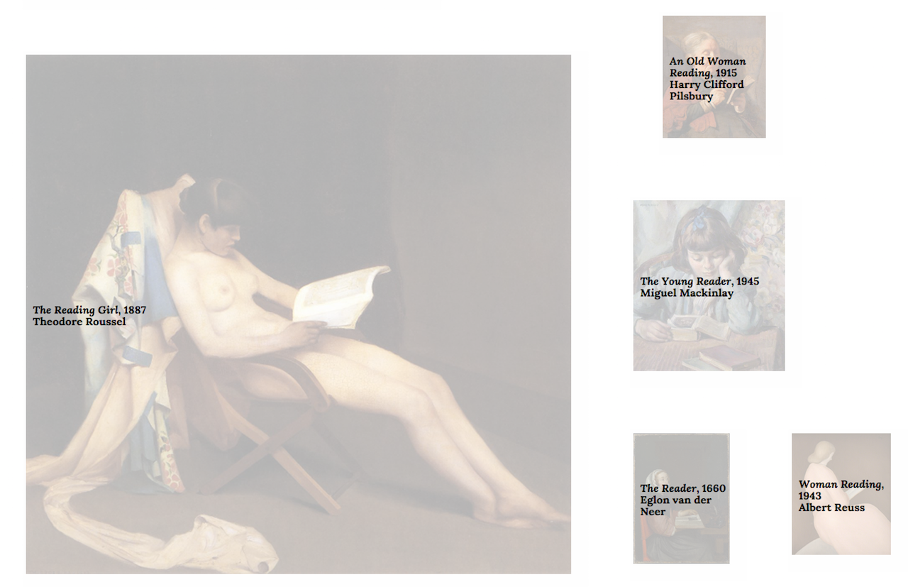 The titles of paintings, as seen on The Reader (screenshot by the author)