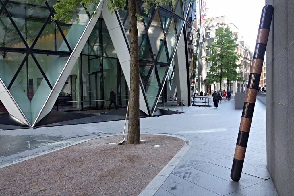 Ekkehard Altenburger, "Red Atlas," installed outside the Gherkin (30 Mary Axe)