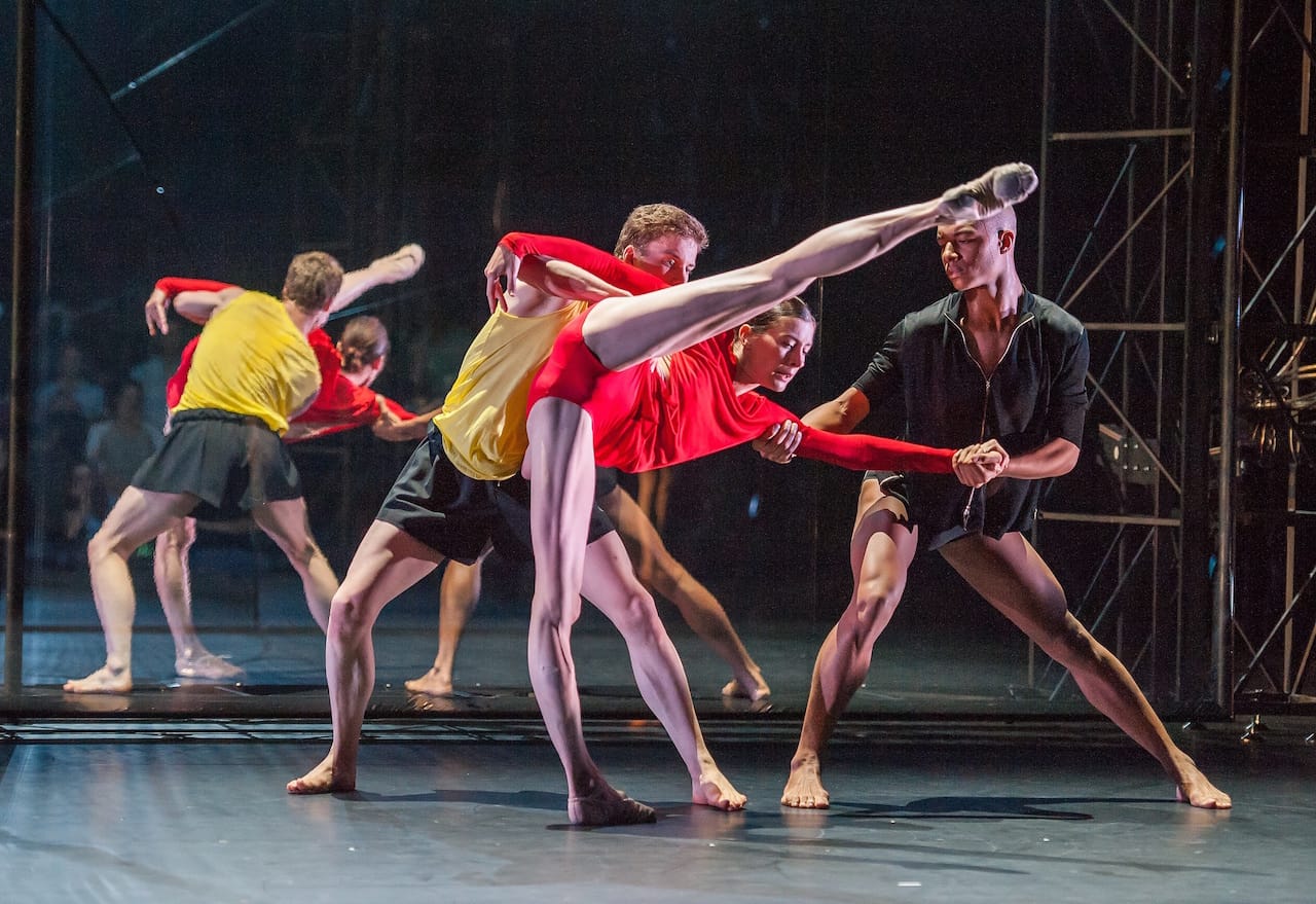 "Tree of Codes," directed and choreographed by Wayne McGregor, visual concept by Olafur Eliasson, and music by Jamie xx. Performed by dancers from Paris Opera Ballet and Company Wayne McGregor in the Drill Hall, Park Avenue Armory on Opening Night, September 14, 2015