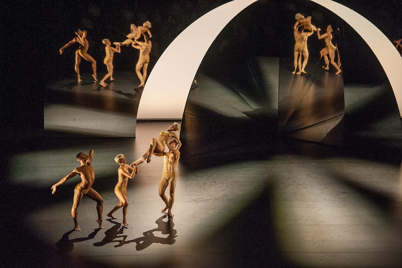 "Tree of Codes," directed and choreographed by Wayne McGregor, visual concept by Olafur Eliasson, and music by Jamie xx. Performed by dancers from Paris Opera Ballet and Company Wayne McGregor in the Drill Hall, Park Avenue Armory on Opening Night, September 14, 2015