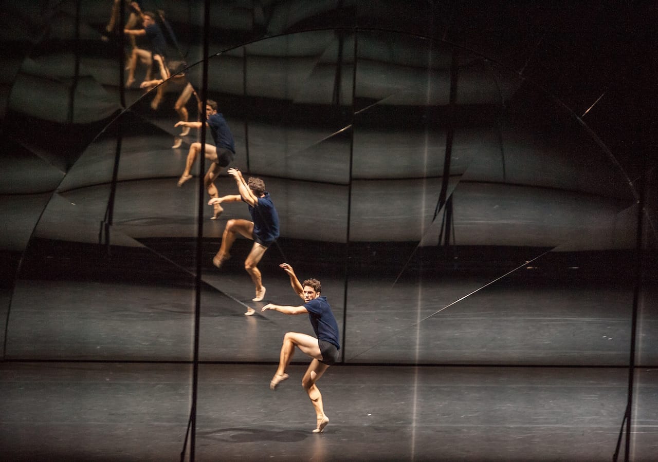 "Tree of Codes," directed and choreographed by Wayne McGregor, visual concept by Olafur Eliasson, and music by Jamie xx. Performed by dancers from Paris Opera Ballet and Company Wayne McGregor in the Drill Hall, Park Avenue Armory on Opening Night, September 14, 2015