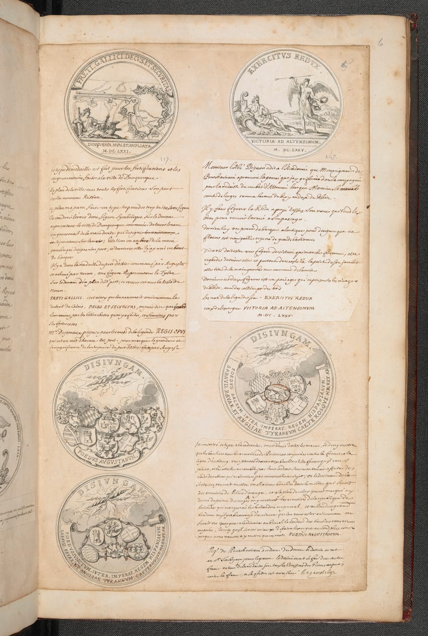 "The London Manuscript," a scrapbook bringing together ideas for medals in the form of sketches, descriptions and finished drawings by Sébastien Le Clerc (© The British Library Board)