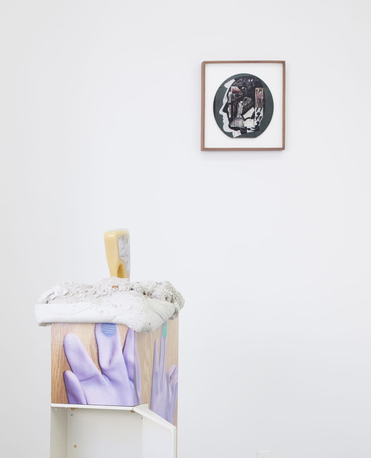 Installation view of 'Umpawaug's Bloom' at Kimberly-Klark with Ray Johnson, "Untitled (Tab Hunter William Burroughs)" (1976–81) (© Ray Johnson Estate, Courtesy Richard L. Feigen & Co.)