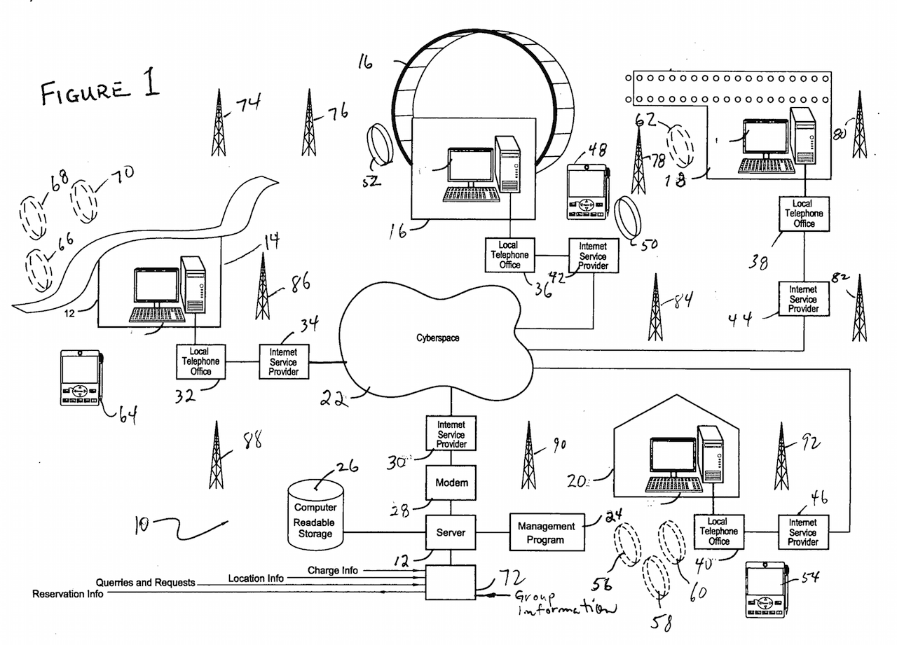 Patent for an amusement park system, invented by Nicholas Burke (image via Google Patents)