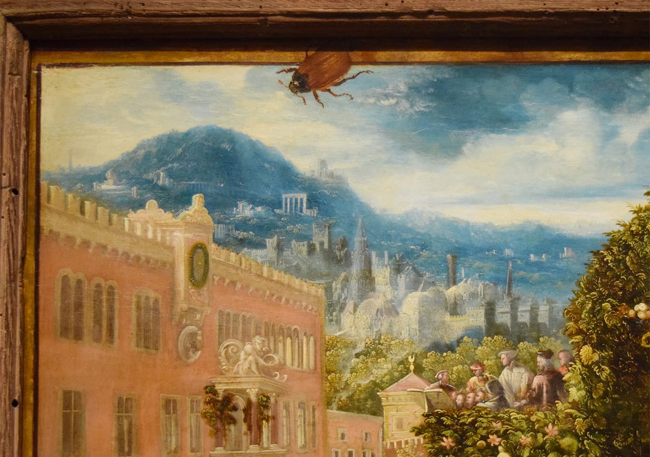 Trompe l'oeil detail of Hans Mielich's "Outdoor Banquet" (1548)