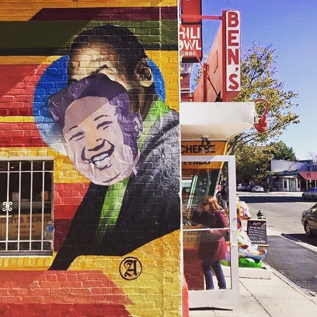 The edited Bill Cosby mural, as seen yesterday afternoon (photo via @faazzla/Instagram)