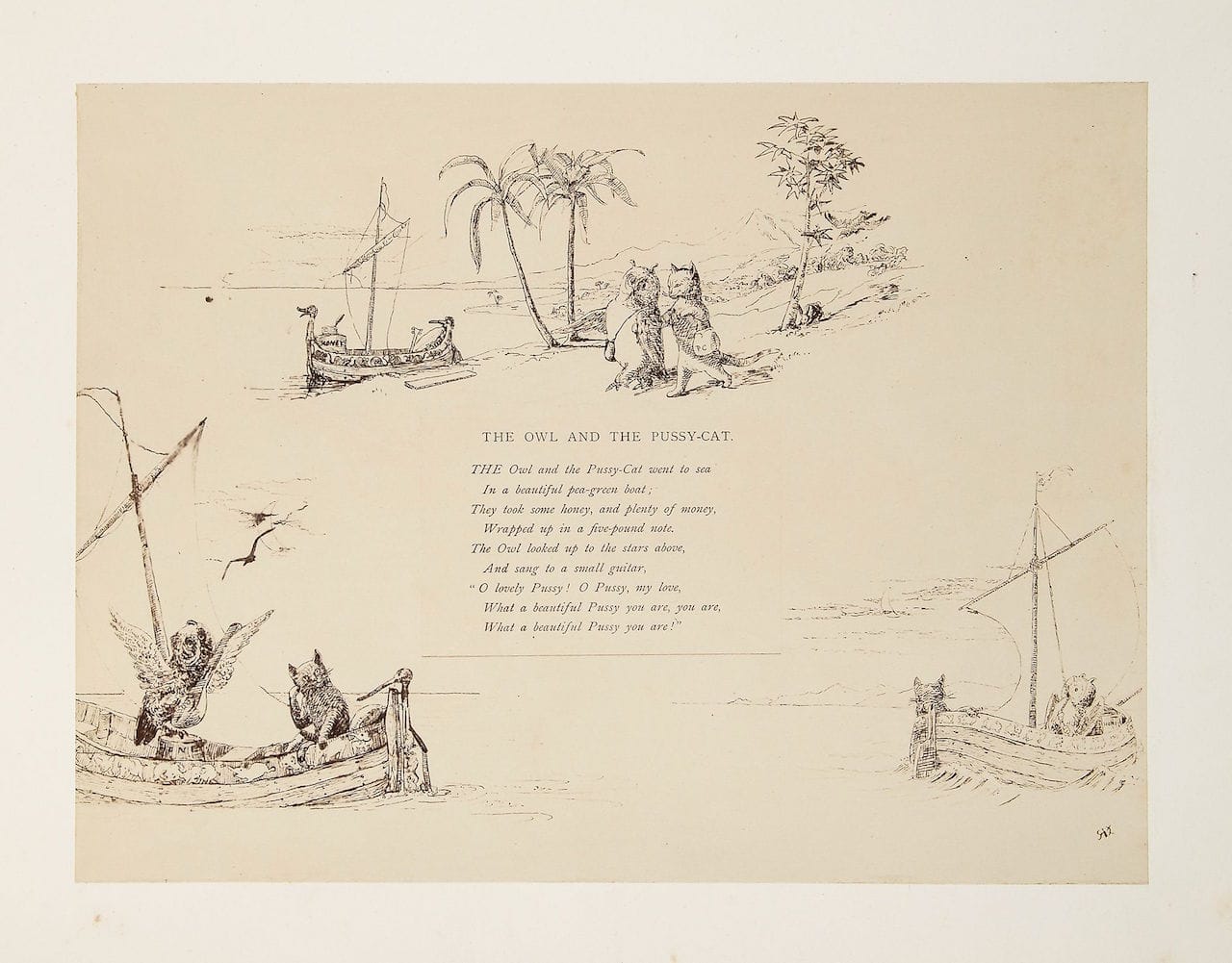 From 'The Owl and the Pussy Cat and Other Nonsense Songs' (1889) by Edward Lear, with illustrations by William Foster 
