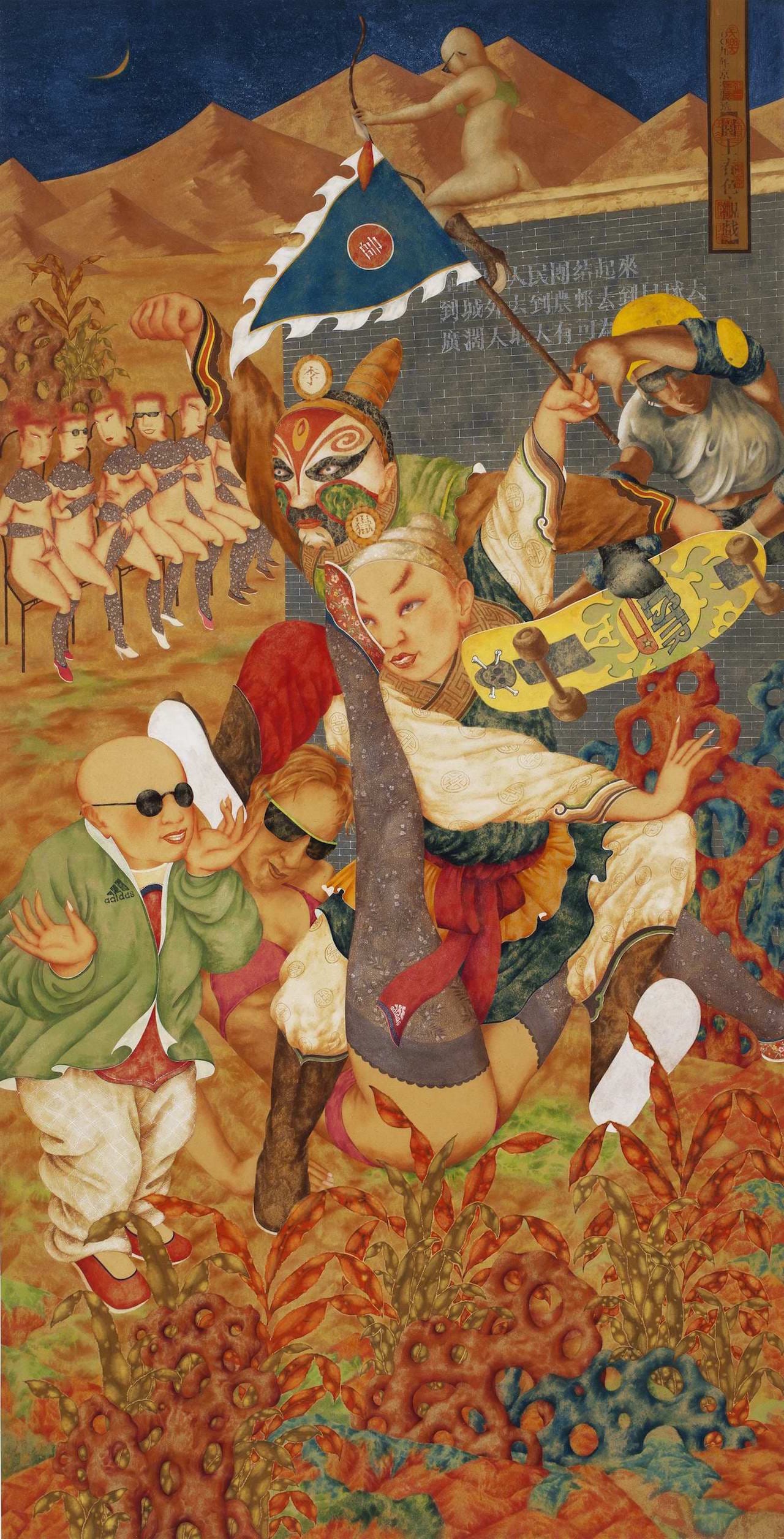 Shang Jingkui, "Watching Plays" (2009), digital print on paper