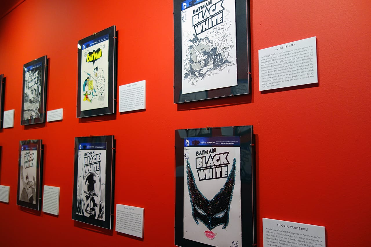 Installation view of 'Batman Black and White: The Sketch Covers'