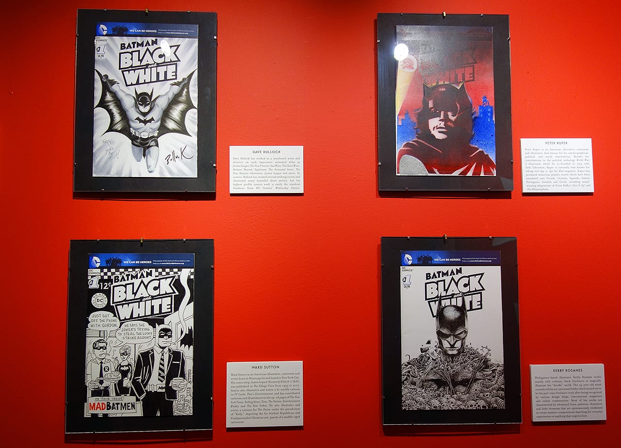 Installation view of 'Batman Black and White: The Sketch Covers'