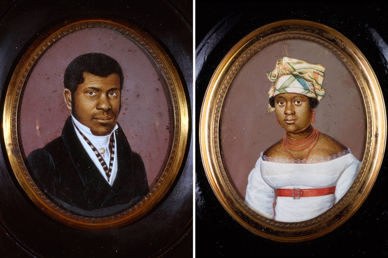 Watercolor portraits of Pierre Toussaint and his wife, Juliette Noel Toussaint, circa 1825, attributed to Anthony Meucci (photo courtesy The New-York Historical Society) 