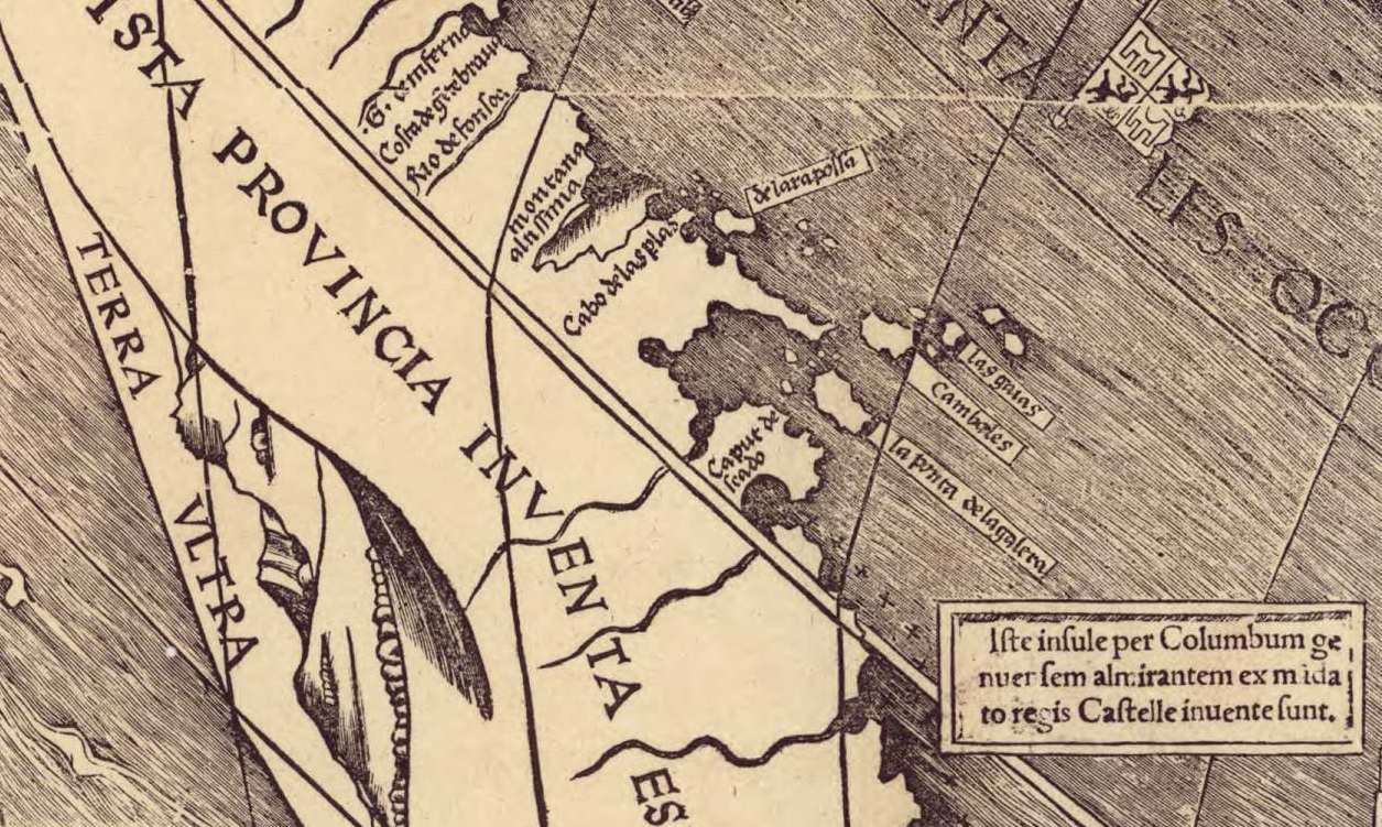 Detail of a cannibal island on Martin Waldseemüller's 'Universalis Cosmographia' (1507) (via Library of Congress)