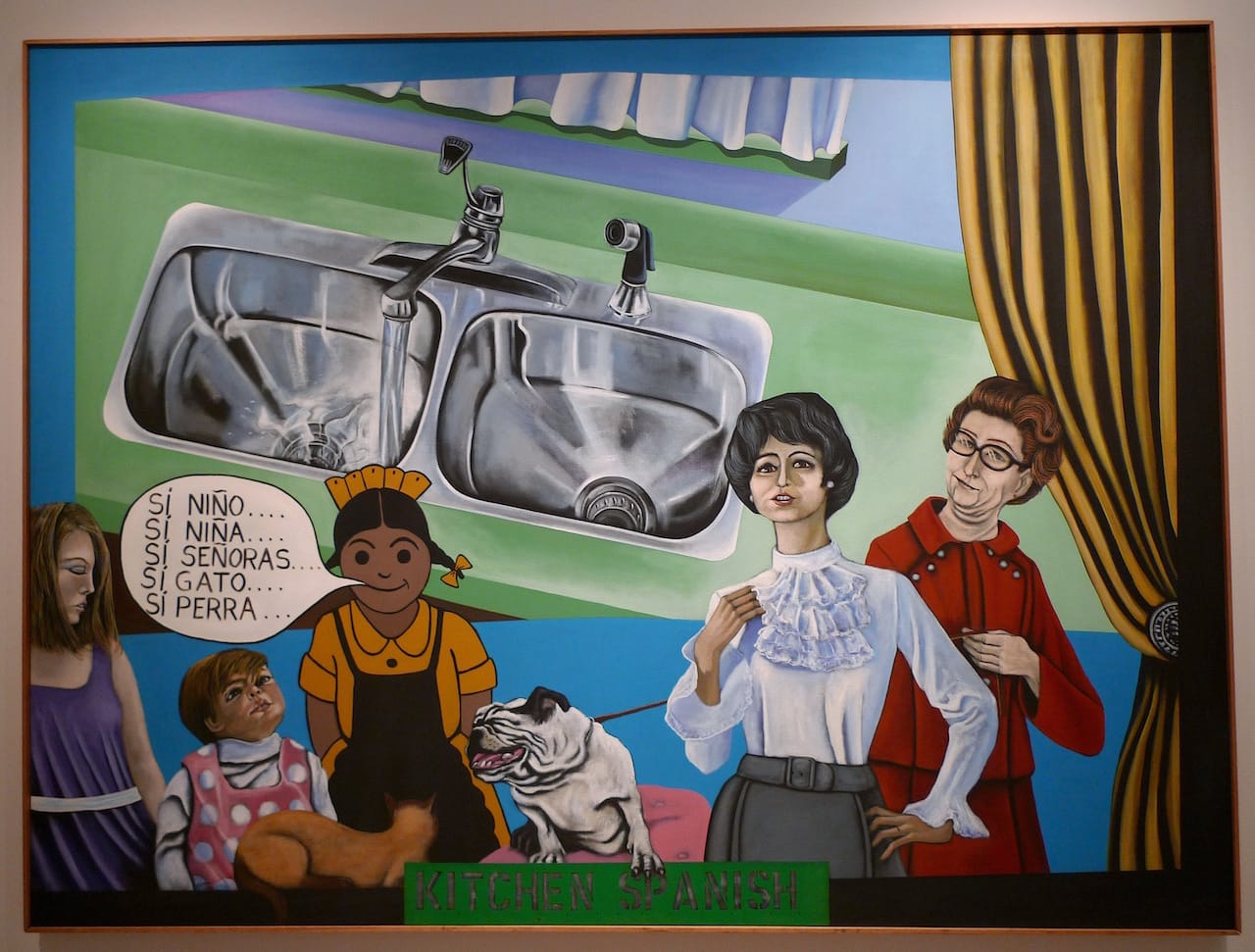 Mel Casas, "Humanscape 68 (Kitchen Spanish)" (1973), 72" x 96", acrylic/canvas