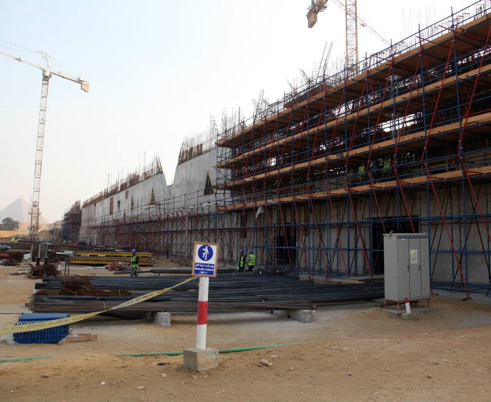 A July 2014 construction photo from the site of the Grand Egyptian Museum (photo via Grand Egyptian Museum/Facebook)