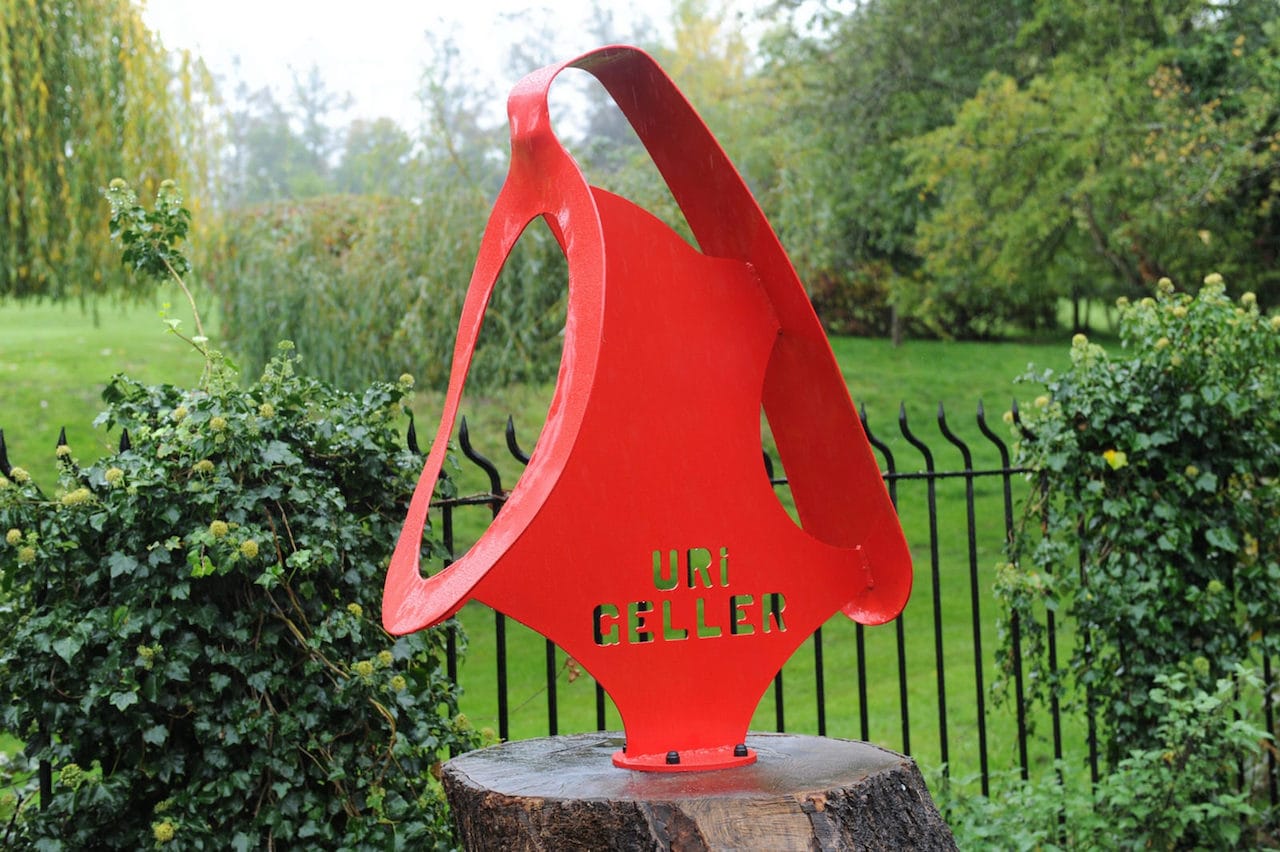 Uri Geller's sculpture in Sonning, UK (photo by Neil Macdonald/Flickr)