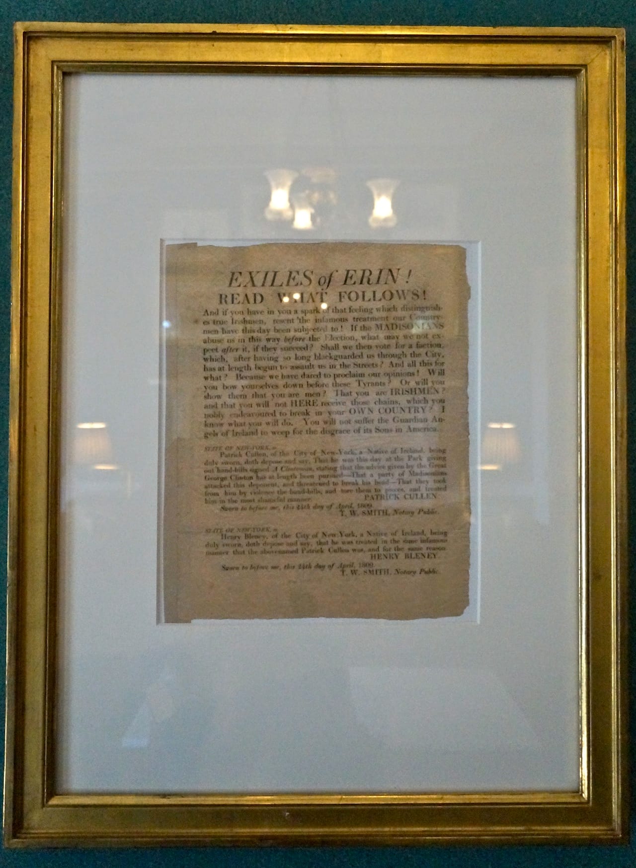 Broadside: "EXILES of ERIN!" (1809) (courtesy New-York Historical Society) (click to enlarge)