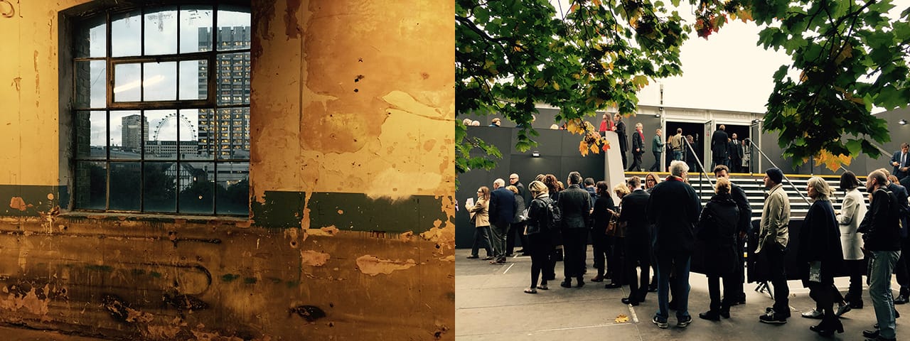 Left: The view from Sluice; right: the view at Frieze (click to enlarge)