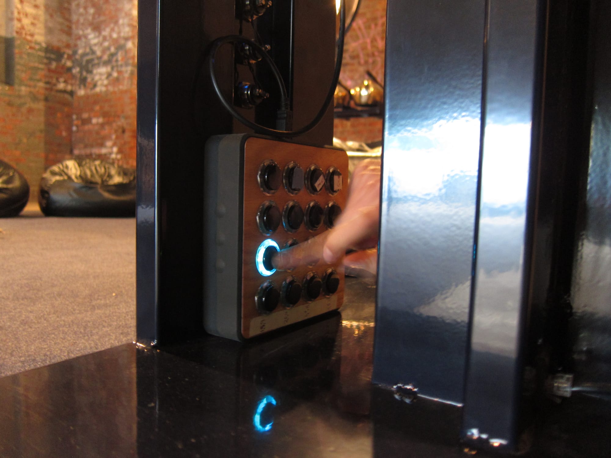 A panel allows one to select songs for "The Gamelatron Urban Sanctuary" 2015to play