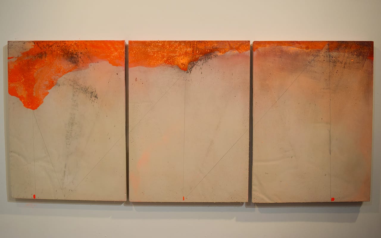 A new triptych by Alexa Williams in her studio at 183 Lorraine Street