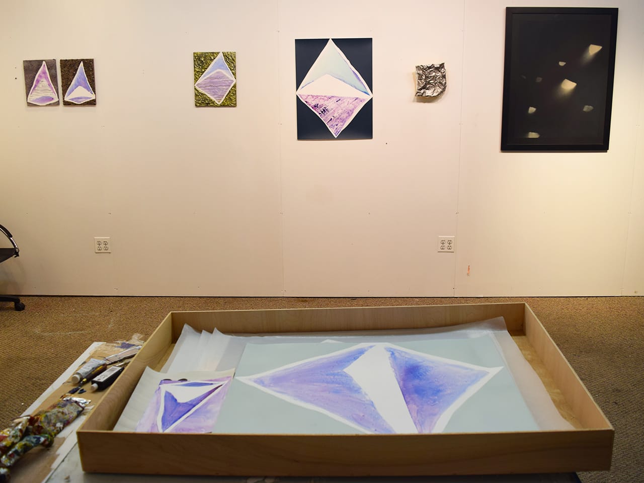Works by Eleanna Anagnos on display in her studio at 363 3rd Avenue