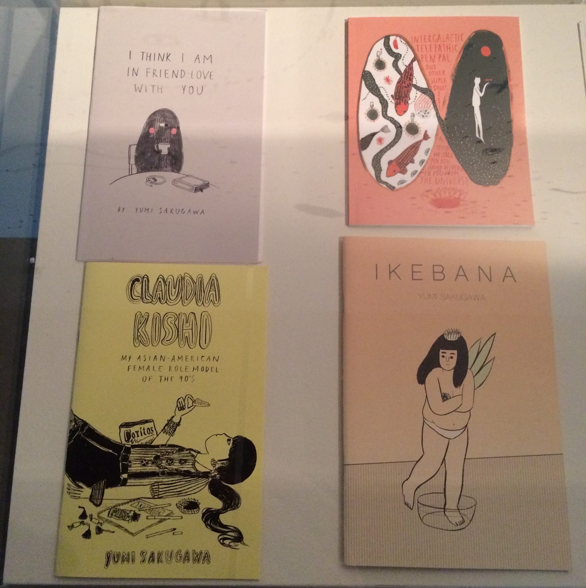 Display of mini-comics by Yumi Sakagawa at Giant Robot Biennale 4, Japanese American National Museum