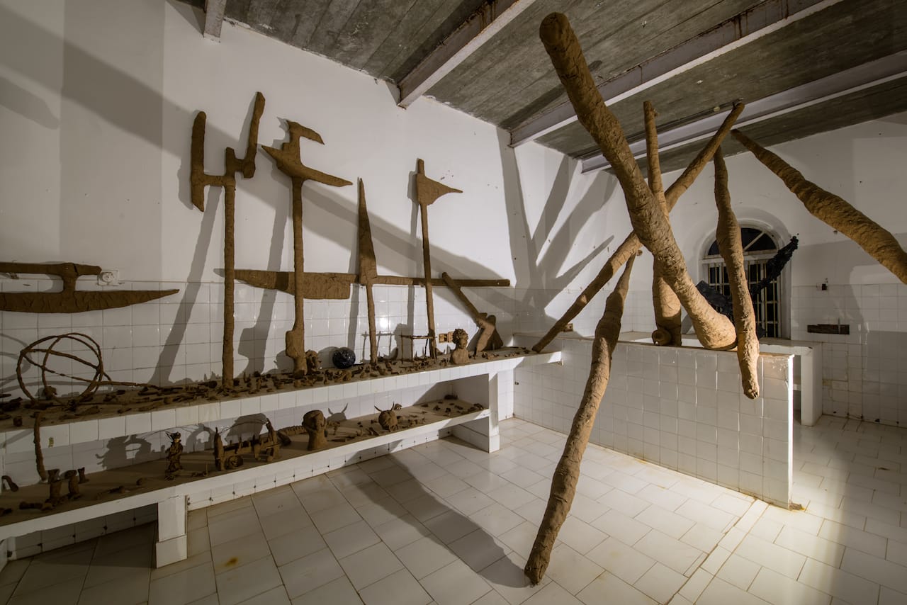 Installation view of Sahej Rahal's "Harbinger" (2014) at the Kochi-Muziris Biennale (photo by Dheeraj Thakur, courtesy the Kochi-Muziris Biennale)