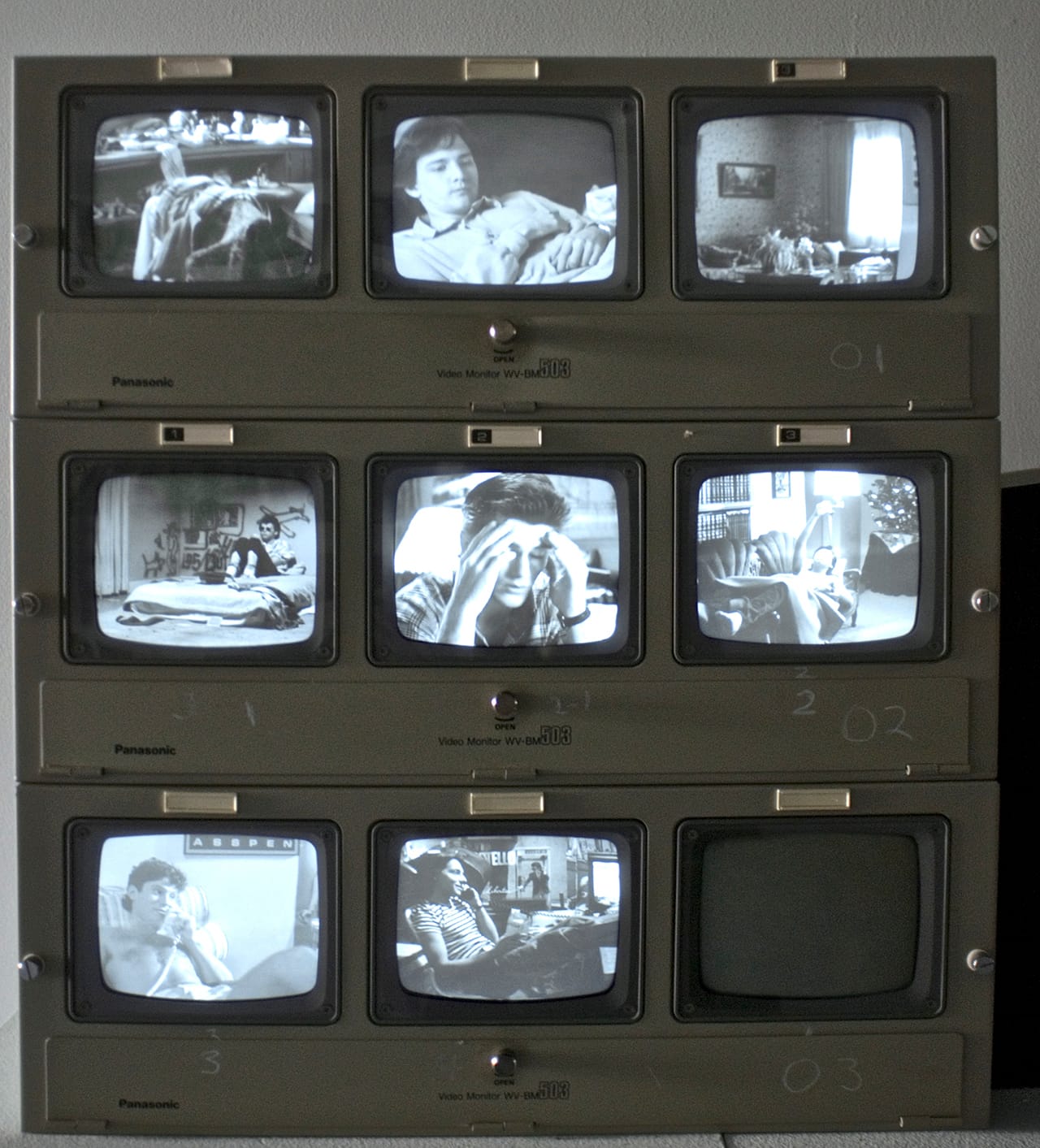 Scott Northrup, "Where the Boys Are" (2015), eight-channel video installation (photo by Miranda Clark) (click to enlarge)