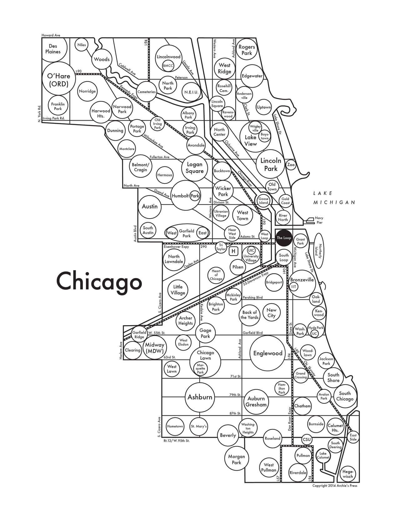 Archie's Press, "Map of Chicago" (2014) (click to enlarge)