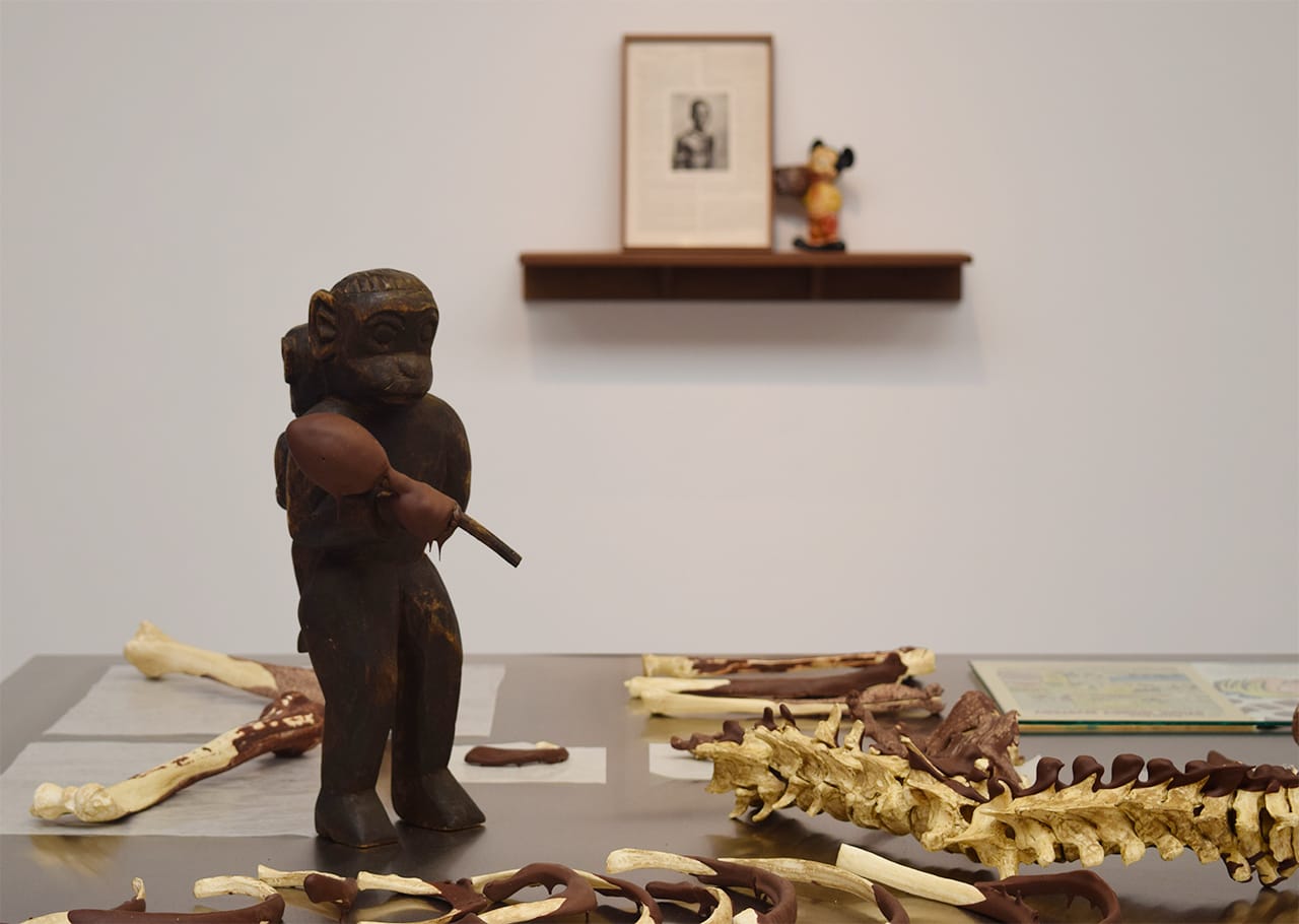 Installation view of Minerva Cuervas's 'Feast and Famine' with "Feast" (2015) in the foreground
