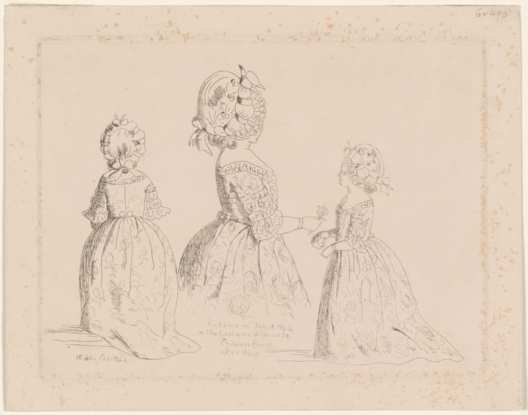 Queen Victoria (British, 1819–1901) Victoria on Jan. 1 1844 in the Costume of the late Princess Royal after West Etching, 1844