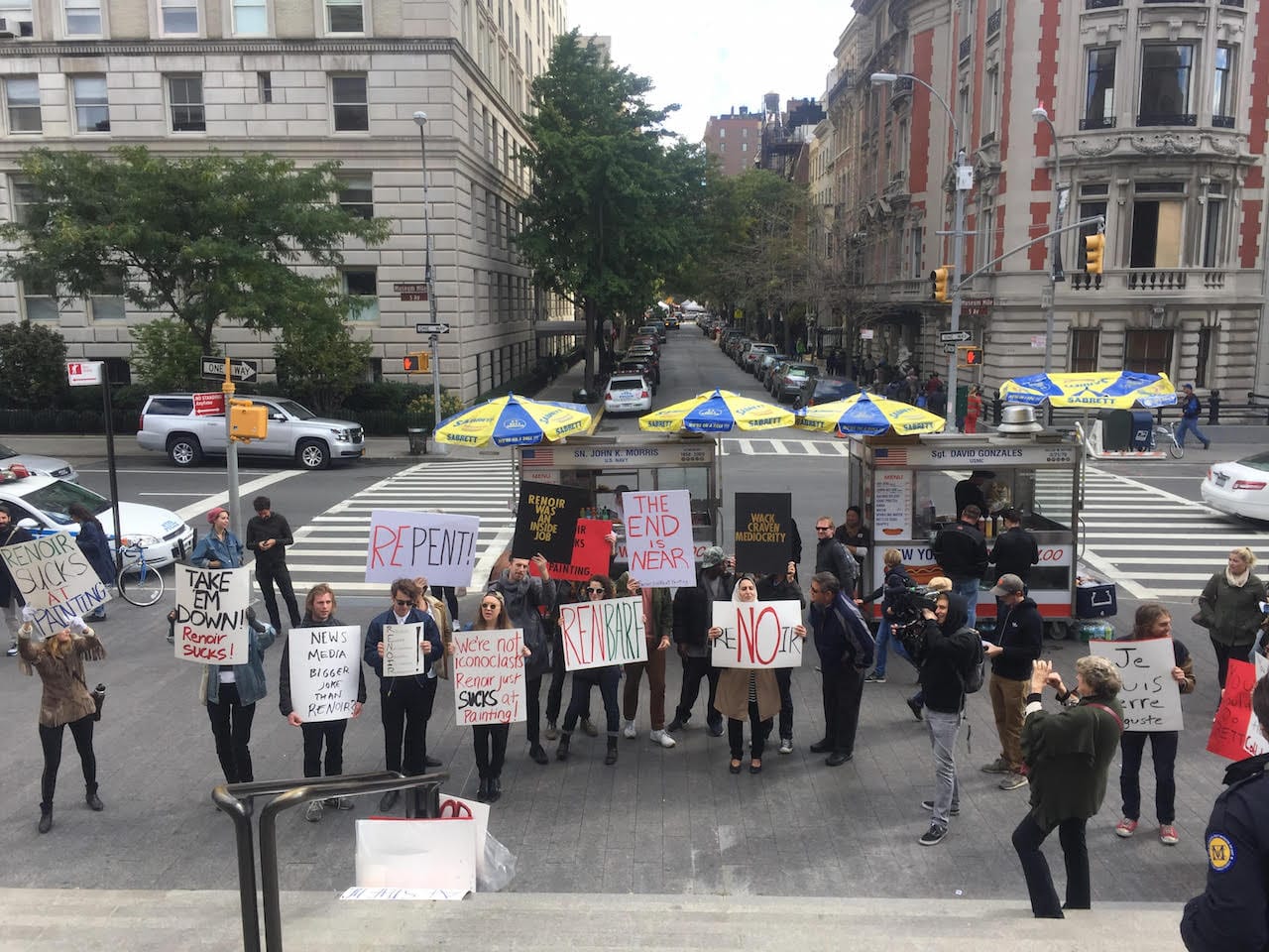 Renoir Sucks at Painting protestors rallied outside the Metropolitan Museum of Art on October 17 (all photos by Max Geller)