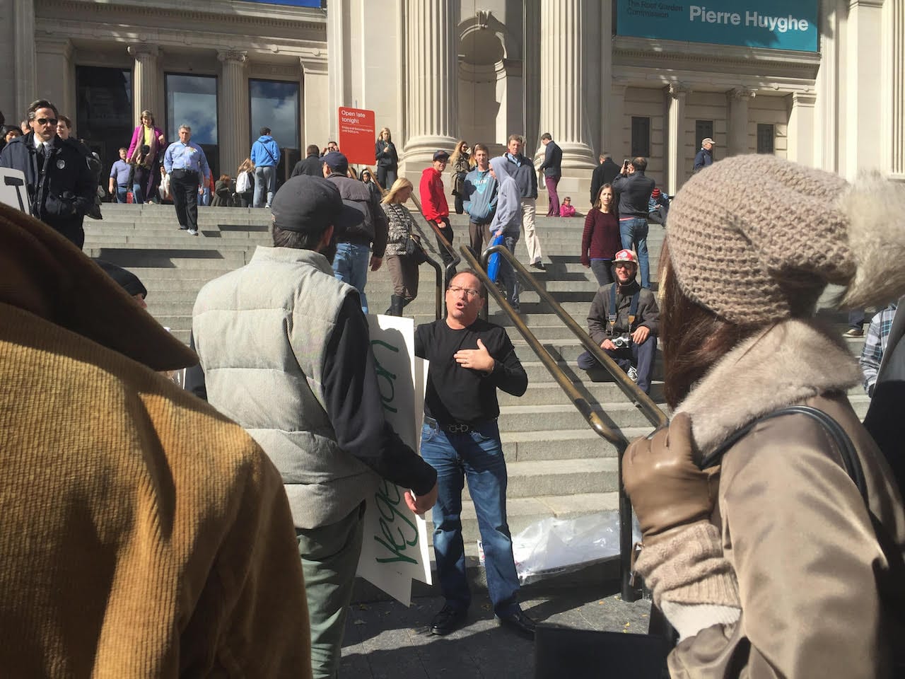 RSAP protestors outside the Metropolitan Museum of Art