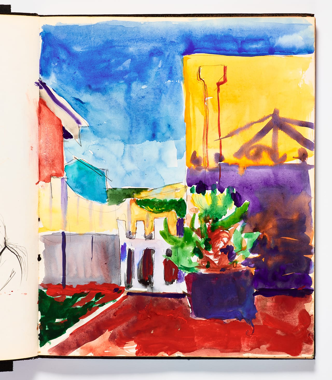 Richard Diebenkorn, Untitled from Sketchbook #17, page 55 (1943–1993), watercolor and graphite on paper, Cantor Arts Center collection, Gift of Phyllis Diebenkorn (© The Richard Diebenkorn Foundation) (click to enlarge)