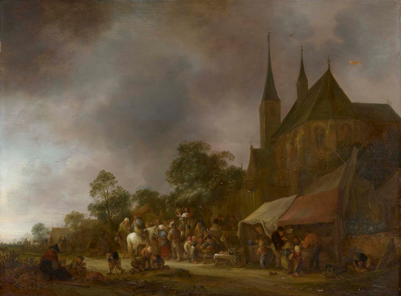 "A Village Fair, With a Church Behind," after conservation (Image courtesy Royal Collection Trust) 