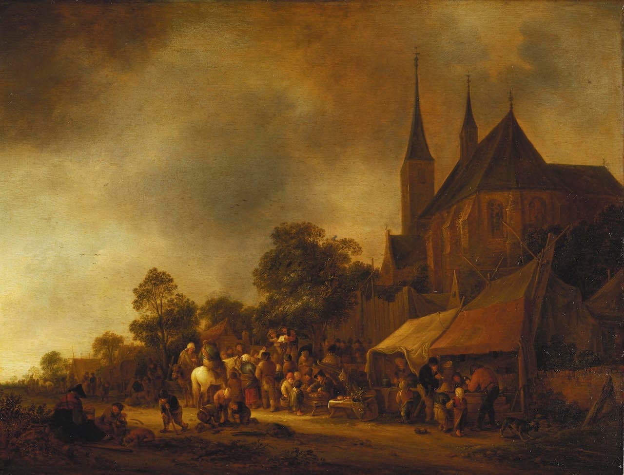 "A Village Fair, With a Church Behind" before conservation (Image courtesy Royal Collection Trust) 