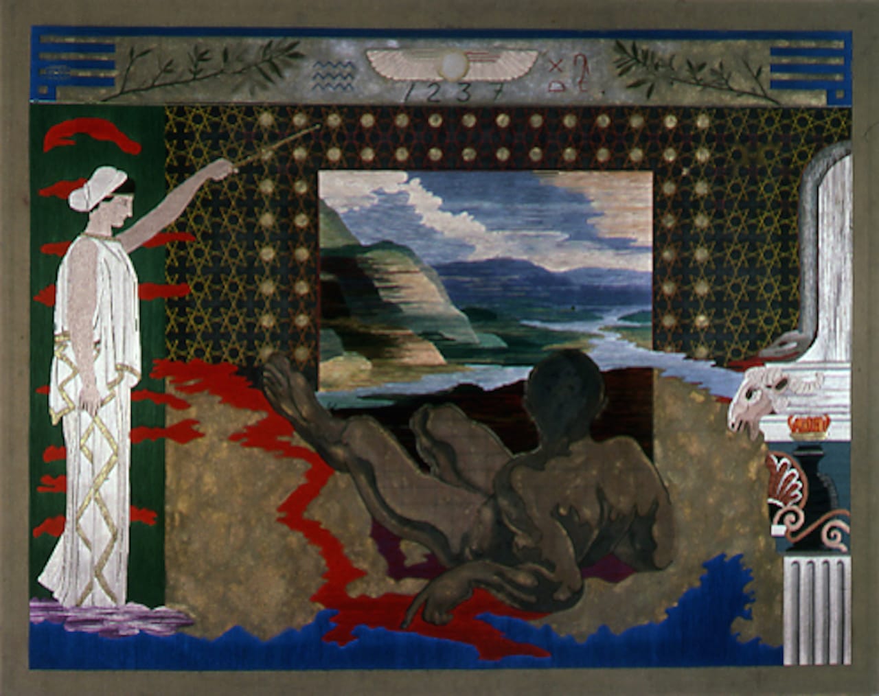 Athenas Lesson, Thread and pigment on embroidery fabric (Provided by Visual AIDS)