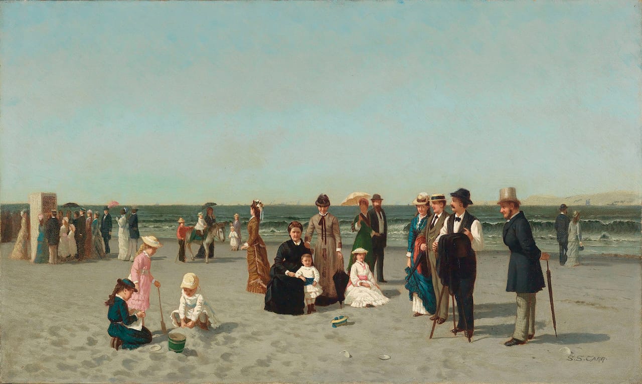 Samuel S. Carr, "Beach Scene" (1879), oil on canvas, 12 x 20 in. (Smith College Museum of Art, Northampton, Massachusetts; Bequest of Annie Swan Coburn)