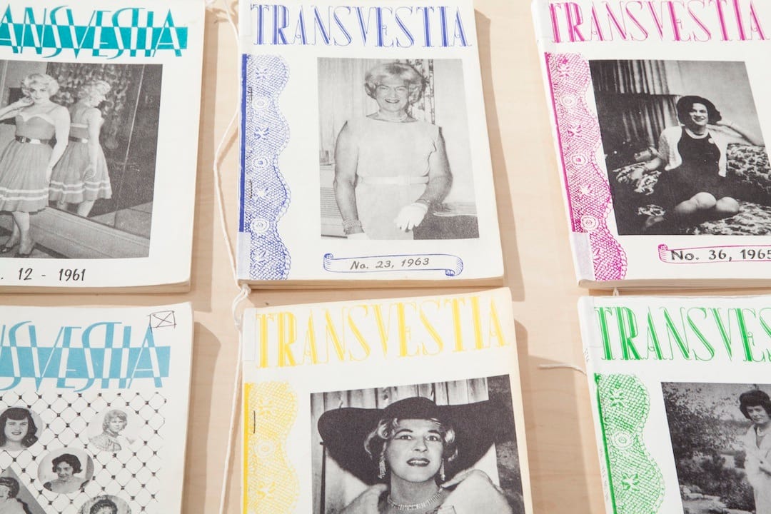 Copies of 'Transvestia' on view in 'Bring Your Own Body' at the Cooper Union (photo by Marget Long, courtesy the Cooper Union)