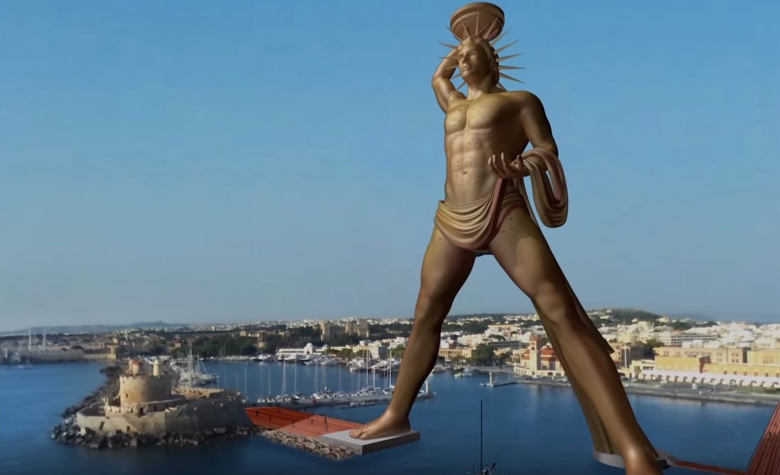 The proposed design for the Colossus of Rhodes (screenshot via Youtube)