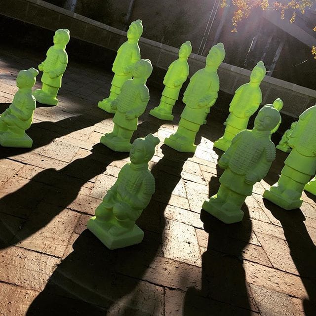 Efren Marrufo's installation “Guerrerros” at the Louise Hopkins Underwood Center for the Arts (photo by @lhuca_lubbock/Instagram)