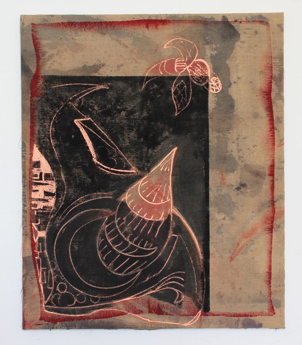 Alex Crocker, "The Bees made Honey in the Lion's Skull" (2015), pigment, rabbit skin glue on canvas, 57.4 x 48 in (click to enlarge)