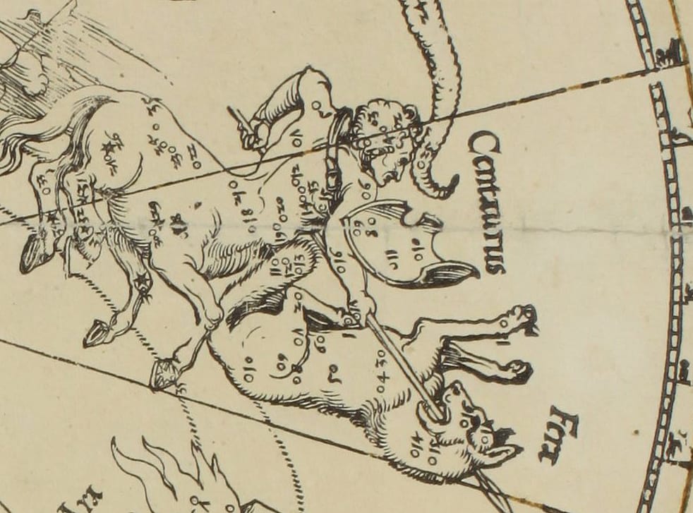 Detail of the southern hemisphere star map by Albrecht Dürer (courtesy Art Collections of the City of Nuremberg)