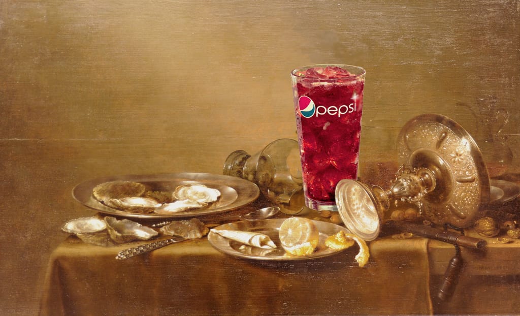 "Still Life with Oysters and Pepsi-Cola" (after Willem Claeszoon Heda)