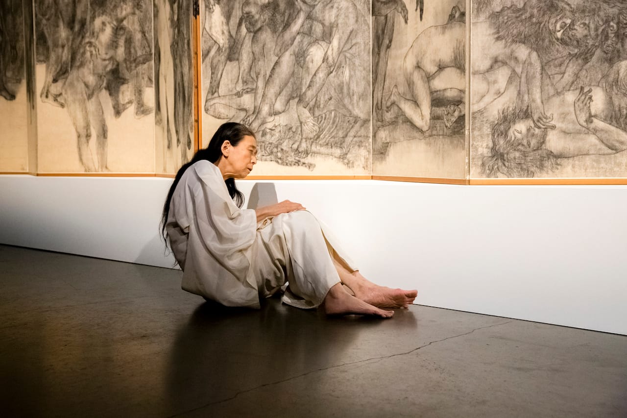 Eiko Otake, A Body in a Gallery. Performance. Photo: © Cecilia Mezulic. Courtesy of Pioneer Works
