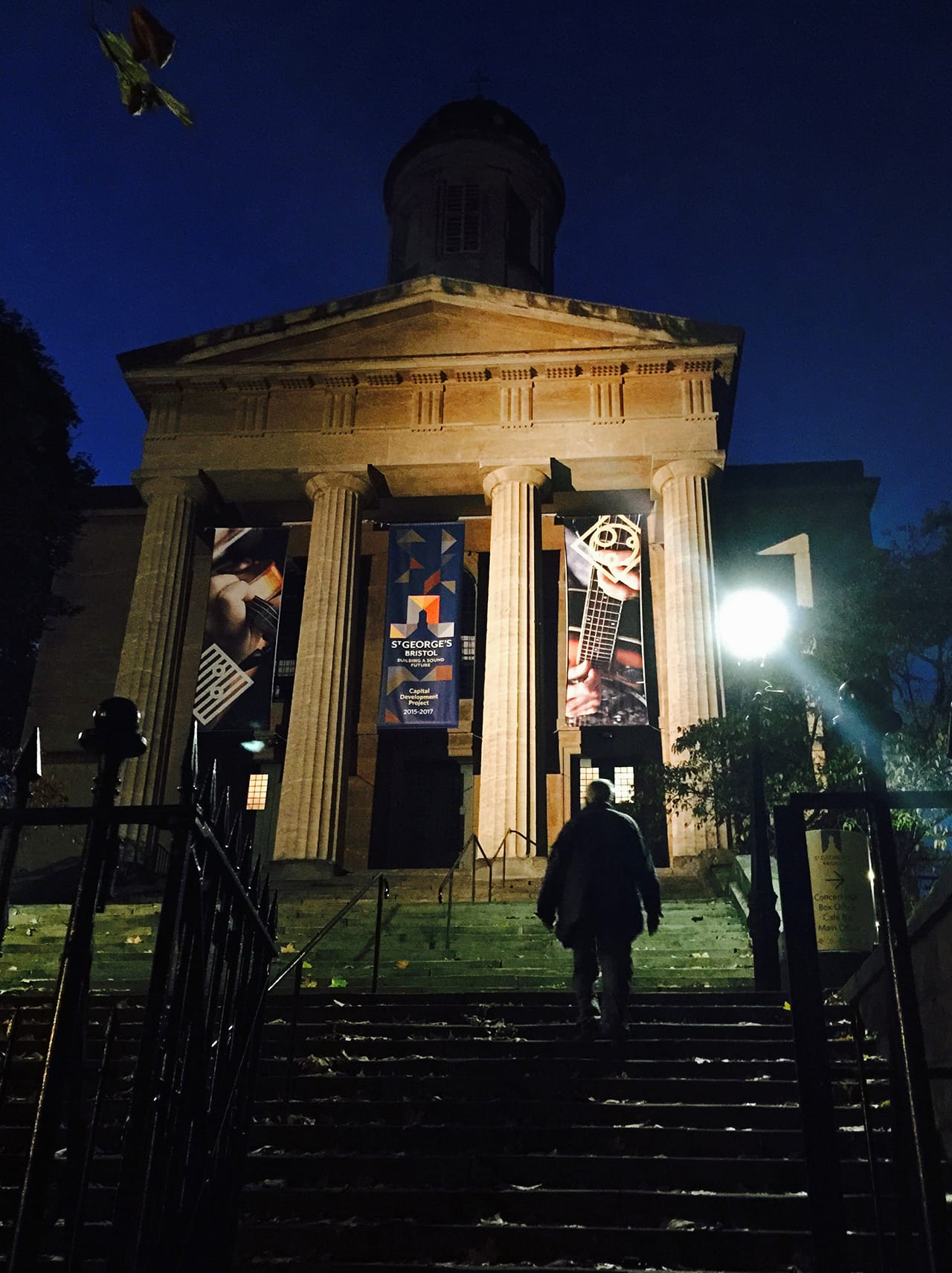 Facade of St George's Concert Hall, where Gates sang hymns on Saturday night (click to enlarge)