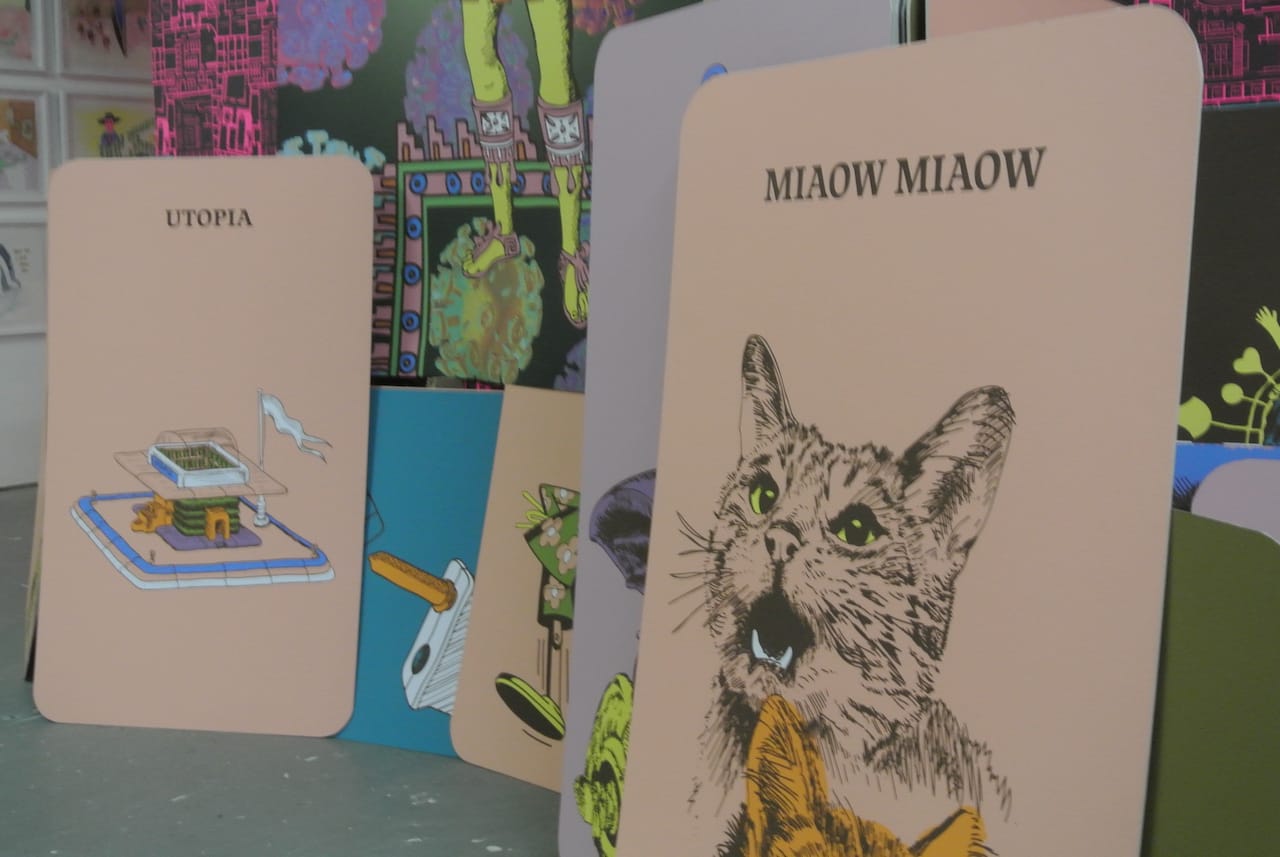 Giant tarot cards representing John Walters' 'Alien Sex Club' cosmology (all photos by the author for Hyperallergic unless indicated otherwise)