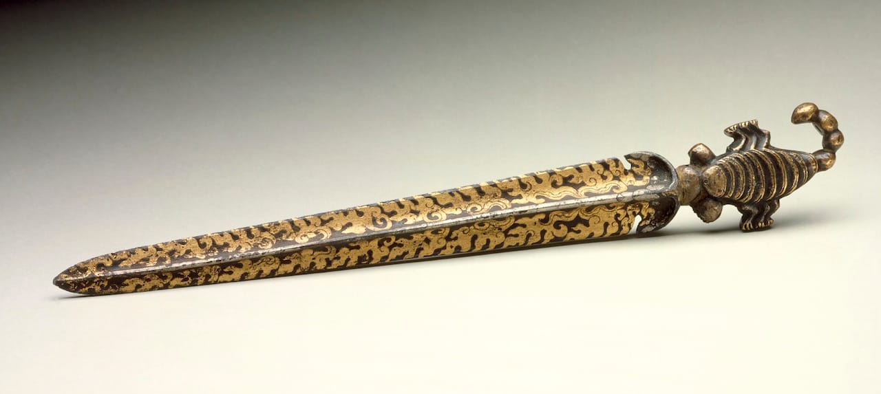 Ceremonial scorpion dagger, Eastern Tibet, Kham region, Derge, 18th century (Los Angeles County Museum of Art, via Wikimedia)