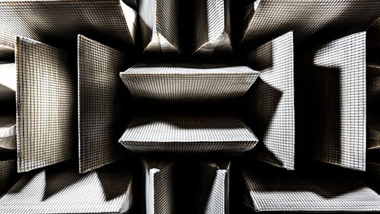Detail of the sound-absorbing walls at Microsoft's anechoic chamber (courtesy Microsoft) (click to enlarge)