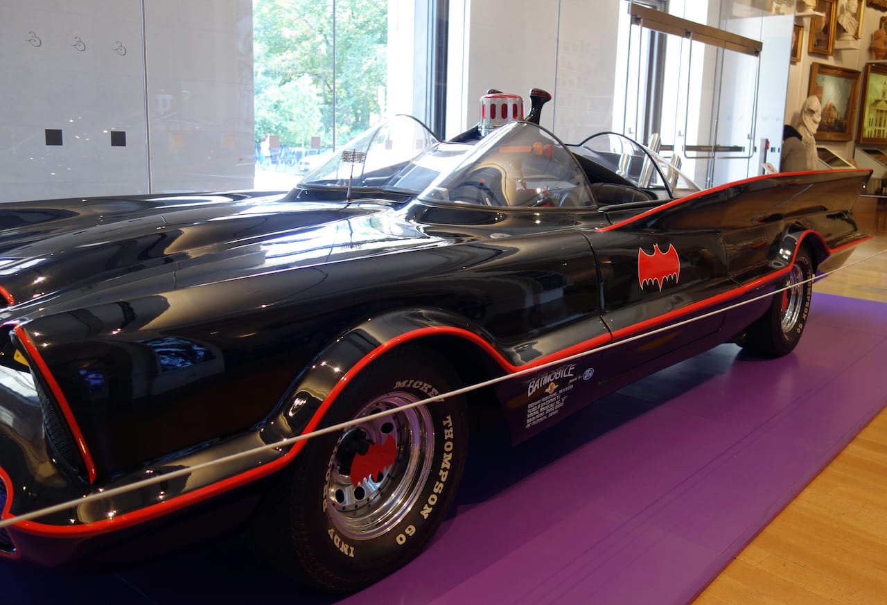 George Barris of Kustom City's Batmobile No. 3 (1966) (photo by the author for Hyperallergic)