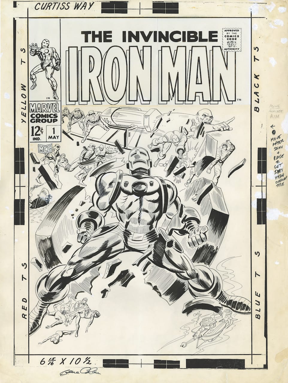Gene Colan and Johnny Craig, Original cover art for 'Iron Man' (no. 1, May 1968) (collection of David Mandel)